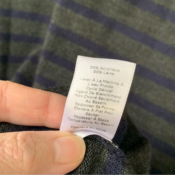 Talbots striped burgundy grey navy wool blend sweater dress with pockets. Size S - Picture 4 of 10